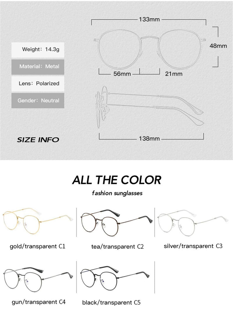 MIGOO Classic Round Blue Light Filter Glasses Without Strength Metal Frame Retro Glasses Frames Nerd Glasses Unisex (Men/Women) Gold Anti-blue Light - NewNest Australia