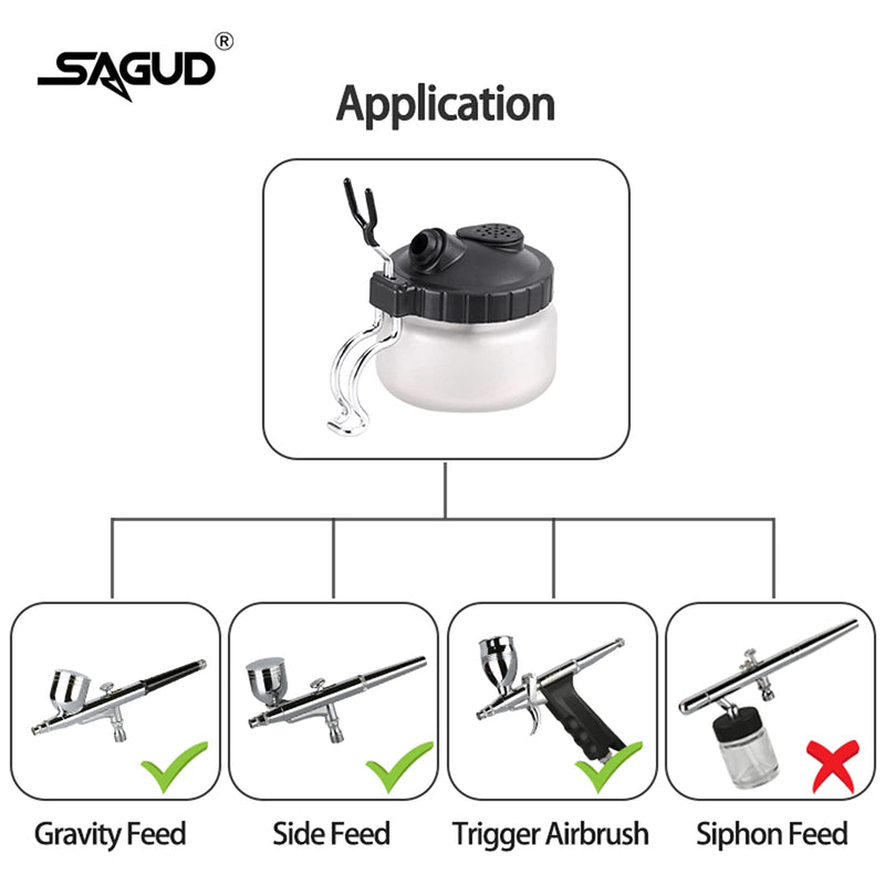 SAGUD Airbrush Cleaning Pot Strong Glass Bottles Kit with Airbrush Holder Station - NewNest Australia