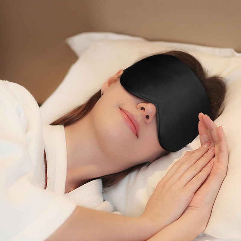 Silk Sleep Mask, Eye Mask, Gritin Light-Blackout Design Ultra Soft & Comfortable 100% Natural Silk Sleeping Mask Eye Blinder with Adjustable Strap and Ear Plug for Men, Women and Kids Black - NewNest Australia