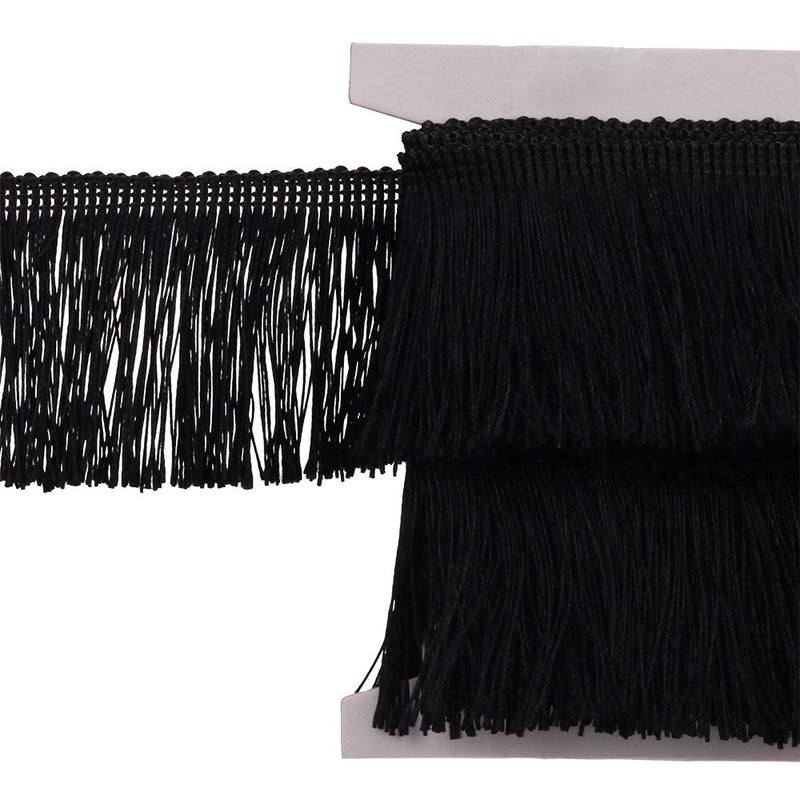 Fringe Trim Tassel Lace 2.5Inch Width 5 Yards Long for Clothes Accessories Latin Wedding Dress and DIY Lamp Shade Decoration (Black, 2.5Inch) Black - NewNest Australia