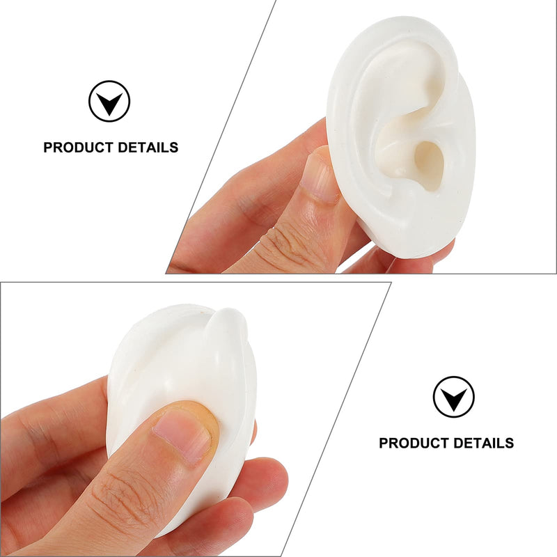 Balacoo 1 Pair Simulation Silicone Ear Model Earring Display Props Reusable Silicone Ear Model For Teaching Ear Picking Practice Hearing Aid Wearing 6. 00X5. 00X4. 00Cm White - NewNest Australia