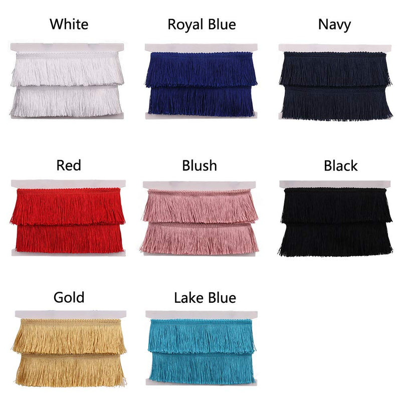 Fringe Trim Tassel Lace 2.5Inch Width 5 Yards Long for Clothes Accessories Latin Wedding Dress and DIY Lamp Shade Decoration (Black, 2.5Inch) Black - NewNest Australia