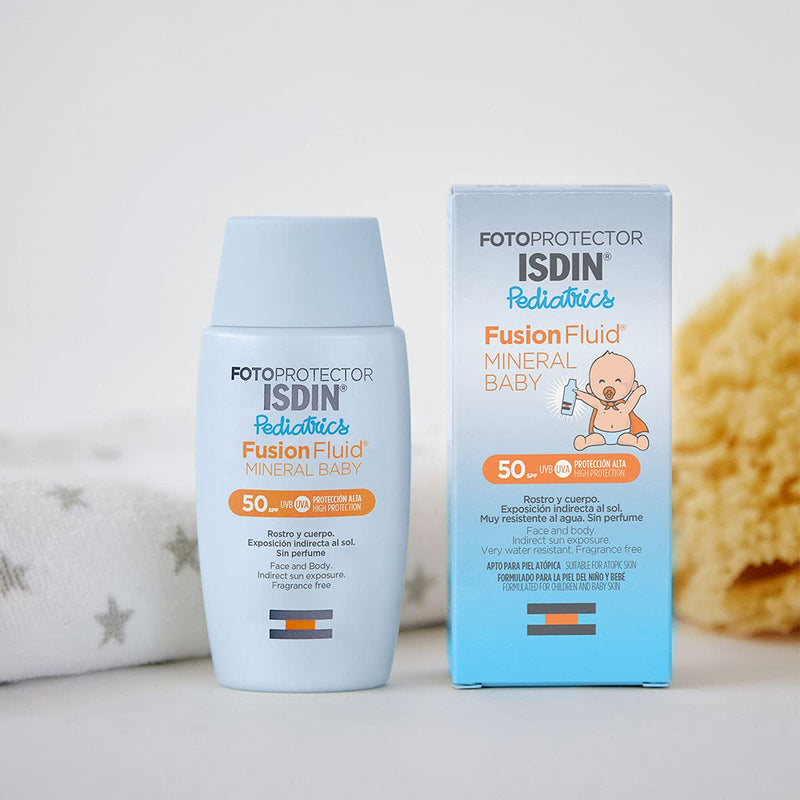 ISDIN Fotoprotector Mineral Baby Pediatrics Sun Cream Face SPF 50 (50ml) | 100% mineral sunscreen specially developed for the sensitive skin of children and babies - NewNest Australia