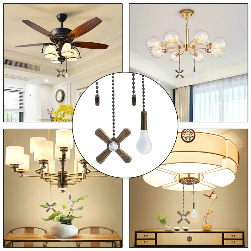 LVOERTUIG 3 Sets Ceiling Fan Pull Chain, Fan Chain Extension Fan Light Chain Extender Beaded Ball Connector, Lamp Pull Chain Ornament, Pull Chain Decorative Fan and Light Pull Chain Set (Bronze) Bronze - NewNest Australia