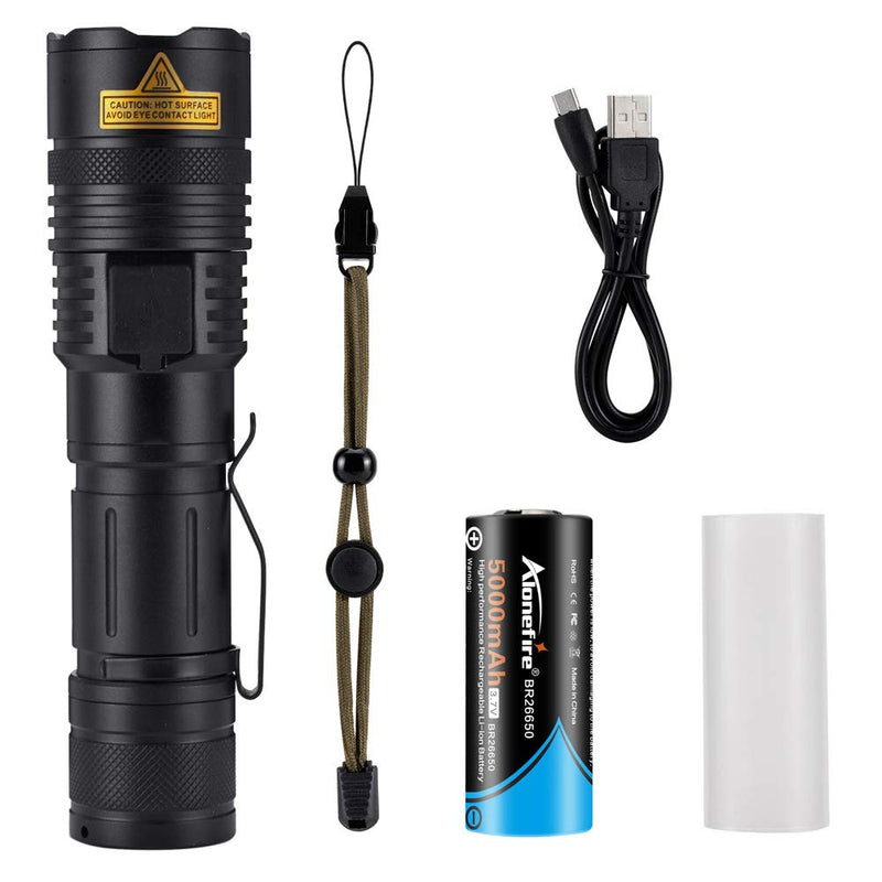 Alonefire X37 4 Color Tactical MultiColor LED Flashlight White Blue Green Red 4 Lights RGB USB Rechargeable Zoomable with Charging Indicator, Power Outlet, 26650 Battery for Tracking Hunting Fishing - NewNest Australia