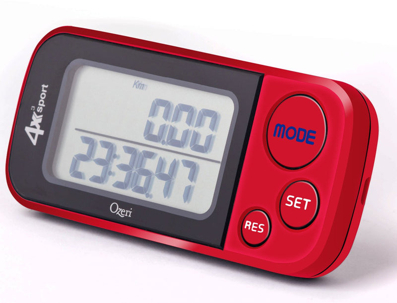 Ozeri 4x3sport Tri-Mode Activity Tracker (Walk, Run, & Stair Climb), with Multi-Axis Detection & 30 Day Memory Red - NewNest Australia