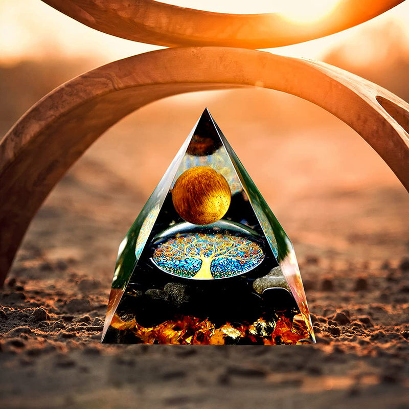 VNSTKWW Orgone Pyramid Crystal, Healing Chakra Pyramid for Protection,Balancing Positive Energy,Obsidian Emotional-Negativity Removal Stone,Clear Quartz Crystal Point for Meditation(2.36 inch) B - NewNest Australia