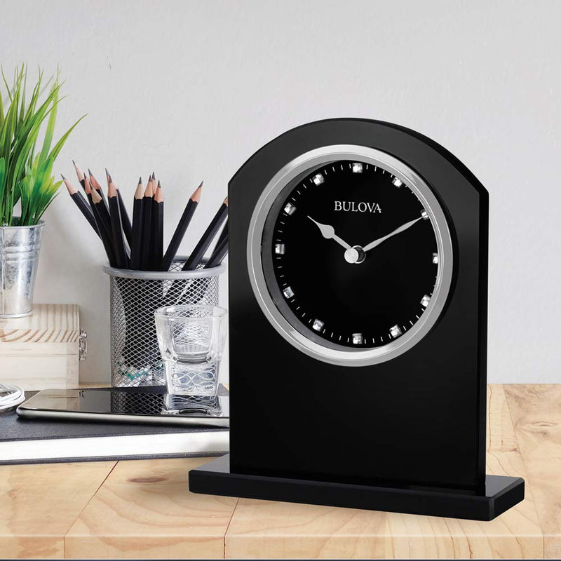 NewNest Australia - Bulova B5010 Ebony Crystal Desk Clock, Black 