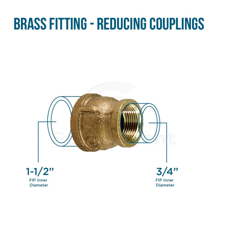 Supply Giant CSSD1121 1-1/2 in. x 3/4 in. Lead Free Reducing Coupling with Female National Pipe Taper Threaded Ends Brass Construction Higher Corrosion Resistance, Economical & Easy to Install, 17 - NewNest Australia