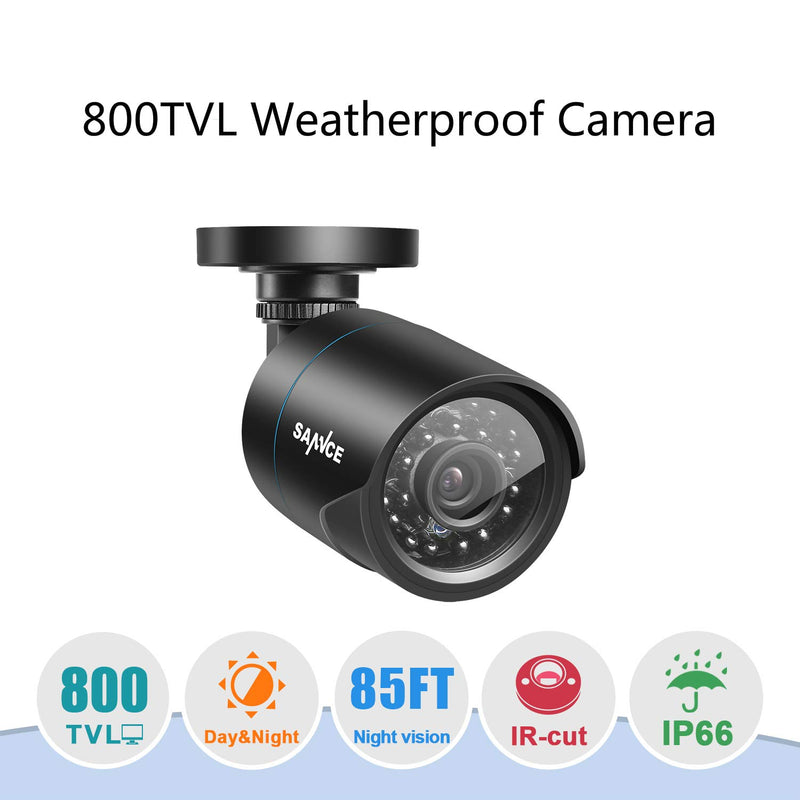 SANNCE 1/4" CMOS 800TVL 960H CCTV Weatherproof 3.6mm Lens with IR Cut Bullet Security Camera for Home Surveillance System, No Power Supply and Cable, Only A Camera black - NewNest Australia