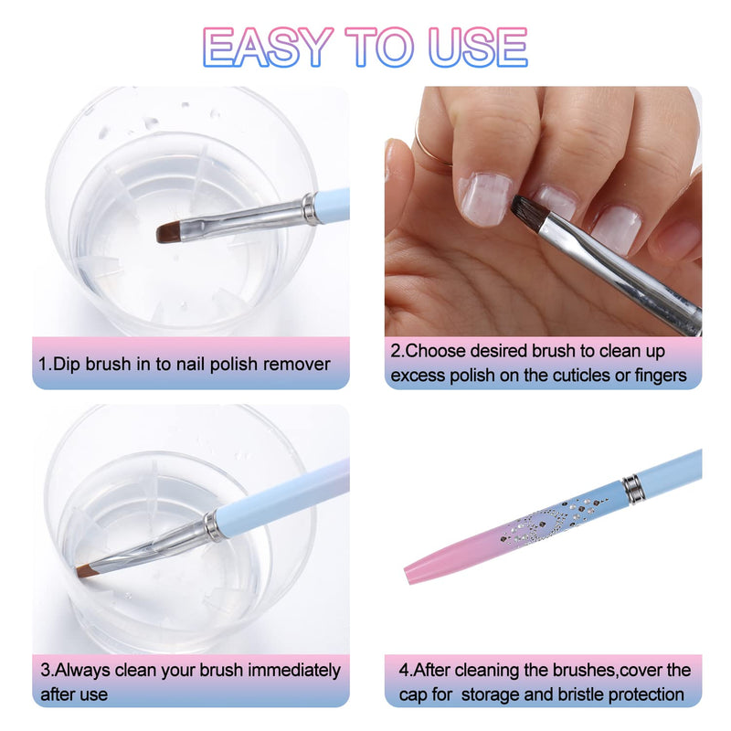 gootrades Nail Art Clean Up Brushes,Nail Brushes for Cleaning Polish Mistakes on the Cuticles, Acetone Resistant Nail Brush, Fingernail Cleaning Brushes for Nail Art and Designs (2 Pcs Round&Angled) - NewNest Australia
