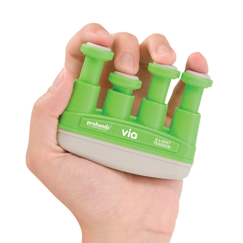 PROHANDS VIA Hand Exerciser, Finger Exerciser (Hand Grip Strengthener), Spring-Loaded, Finger-Piston System, Isolate and Exercise Each Finger 2 lb (X-Light Tension) Green - Via - NewNest Australia