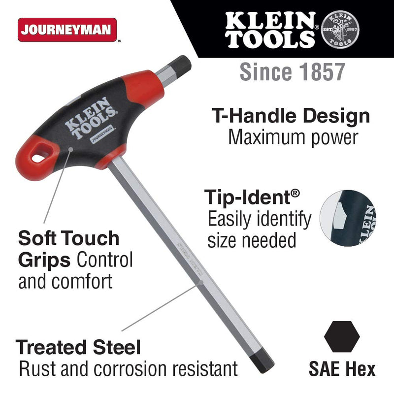 Klein Tools JTH4E11 3/16-Inch Hex Key with Journeyman T-Handle, 4-Inch 4-Inch Length - NewNest Australia