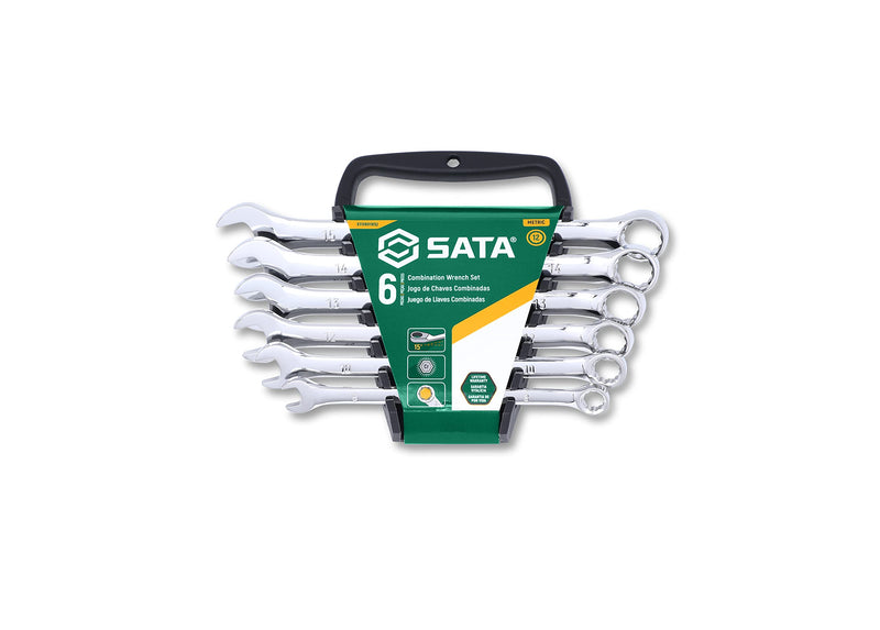 SATA 6-Piece Full-Polish Metric Combination Wrench Set with Offset Box Ends and an Easy-to-Carry Wrench Rack - ST09018SJ - NewNest Australia