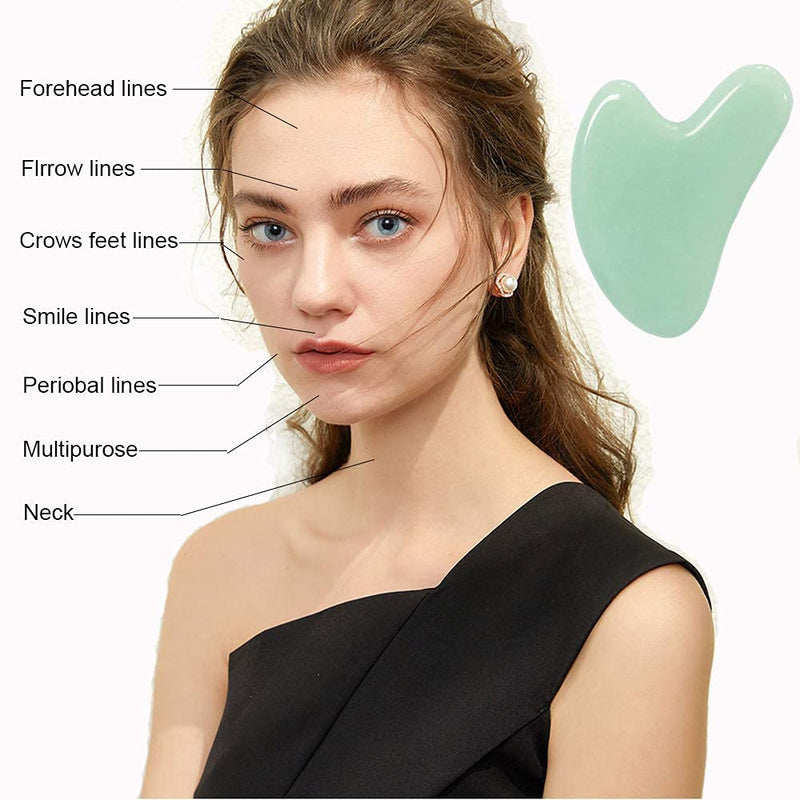 Ditind Gua Sha, Jade Stone Gua Sha Massage Tool, Guasha Tool for Face and Body Skin Massage. Gua Sha Set for Toxins Prevents Wrinkles for SPA Acupuncture, Therapy Trigger Point Treatment. Green - NewNest Australia