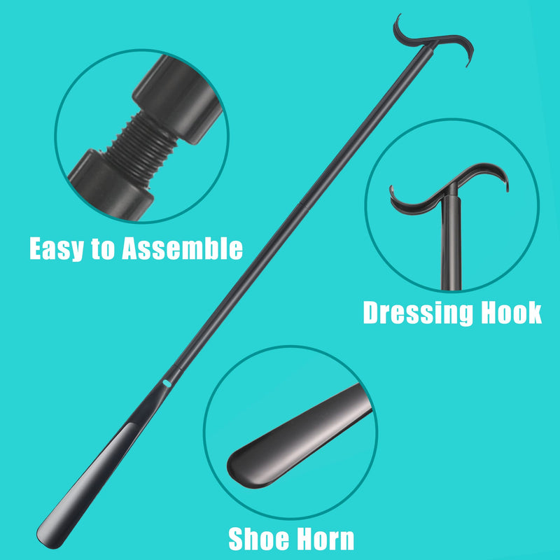 Fanwer Shoe horn Long handle for Seniors - 33.5" Long Dressing Stick, Sock Remover Tool, Stable, Not easy to break, Adjustable, for Disabled, Knee & Hip Replacements and Back Problems People Black - NewNest Australia