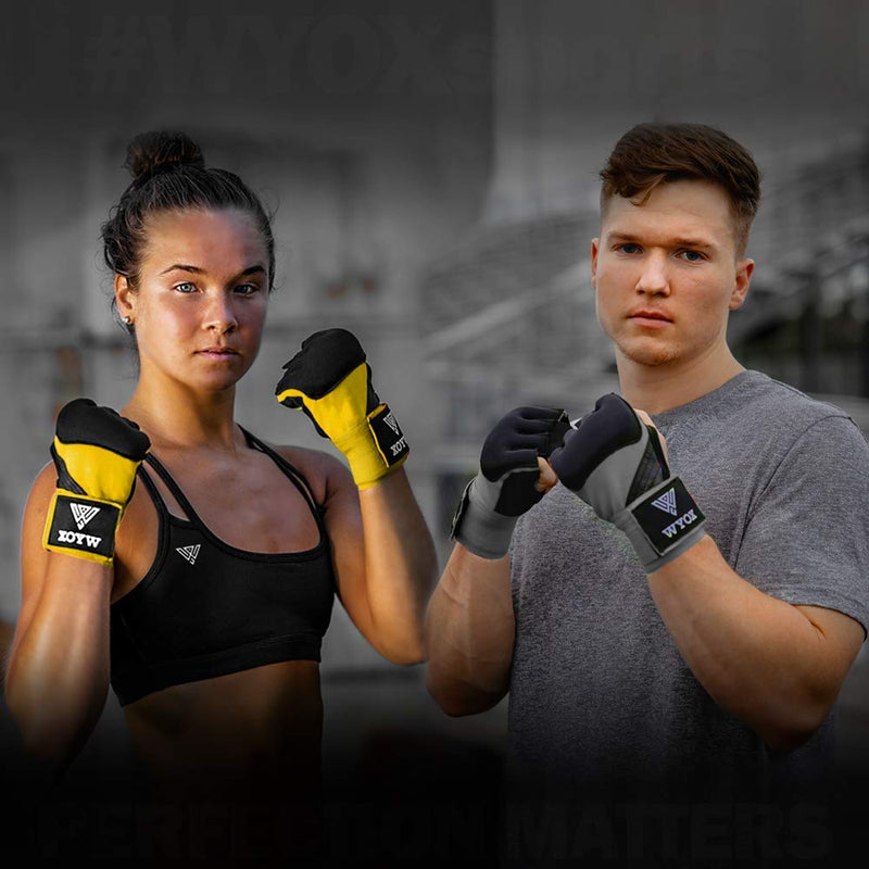 WYOX Gel Quick Hand Wraps for Boxing MMA Kickboxing - EZ-Off & On - Padded Knuckle with Wrist Wrap Protection for Men Women Youth Yellow X-Small - NewNest Australia