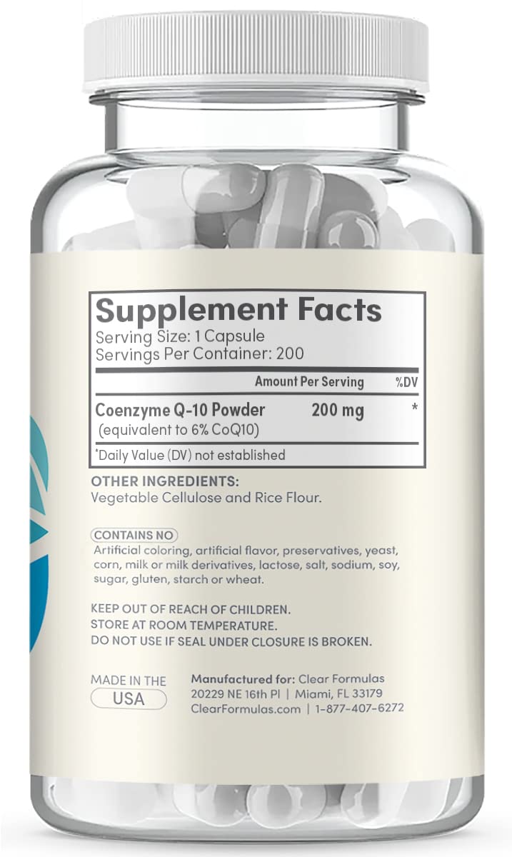 Clear Formulas Pure CoQ10 200mg 200 Capsules Supports Heart Health & Helps Maintain Healthy Blood Pressure - NewNest Australia