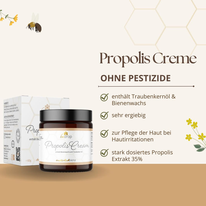 bedrop Propolis Cream for acne, neurodermatitis (high-dose ointment) - 60g propolis cream with beeswax & grape seed oil (60g) 60 g (pack of 1) - NewNest Australia
