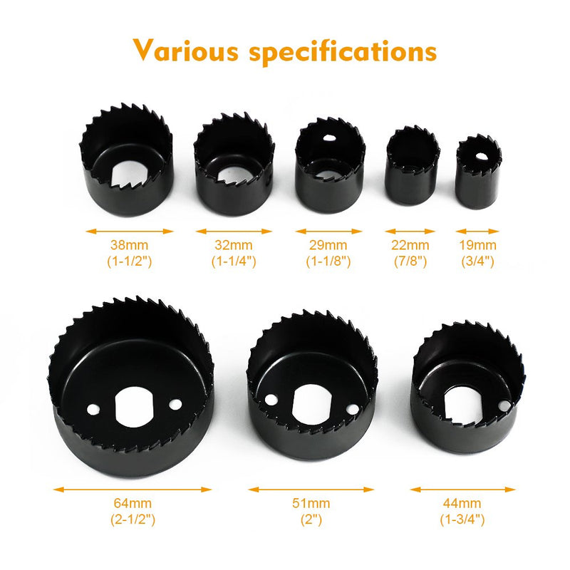 Locisne Hole Saw Set 11 Pieces 3/4" - 2-1/2 " Hole Saw Kit with Hex Key and Mandrels for Wood, PVC Board, Plastic Plate Drilling - NewNest Australia