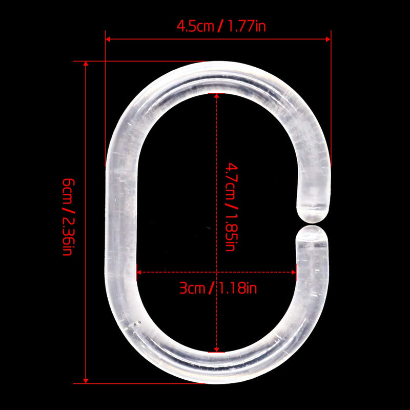 Qulable 24pcs Shower Curtain Rings Plastic Curtain C Rings Hook Hanger Bath Drape Loop Clip Glide Bathroom Shower Window Rod (Clear) Clear - NewNest Australia