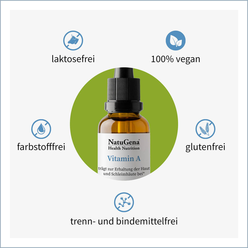NatuGena Vitamin A, eye vitamin promotes the preservation of vision as well as the skin and mucous membranes, 450 drops, 15ml, for 150 days - NewNest Australia