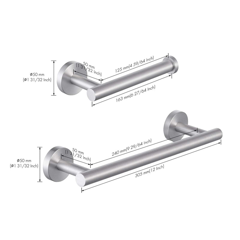KES Bathroom Hardware Set 2 Pieces Toilet Paper Holder and 12-Inch Towel Bar SUS304 Stainless Steel Wall Mount Brushed Finish, LA202S30DG-22 - NewNest Australia
