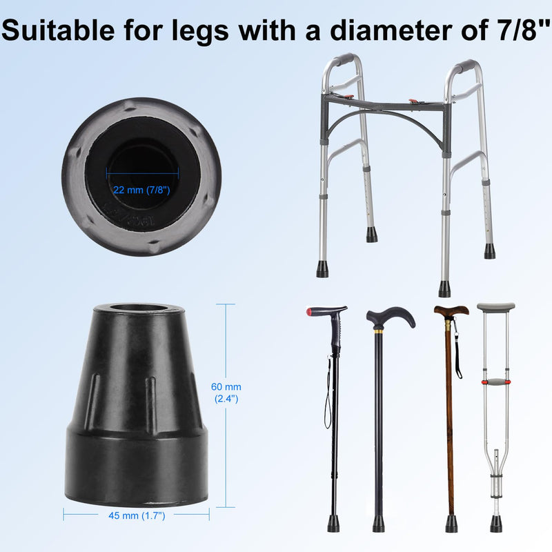supregear Crutch Tips, 4-Pack Heavy Duty Rubber Cane Tips Non-Slip Durable Replacement Cane Tip for 22 mm Diameter Standard Walking Cane Folding Cane Accessory, Black - NewNest Australia