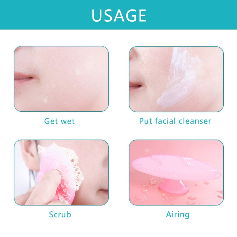 OBSCYON 4 Pcs Manual Silicone Face Scrubber Facial Cleansing Brush,1 Pcs Silicone Exfoliating Lip Brush Nose Cleaning Brush and 1 Pcs Face Mask Brush for Facial Skin Care - NewNest Australia