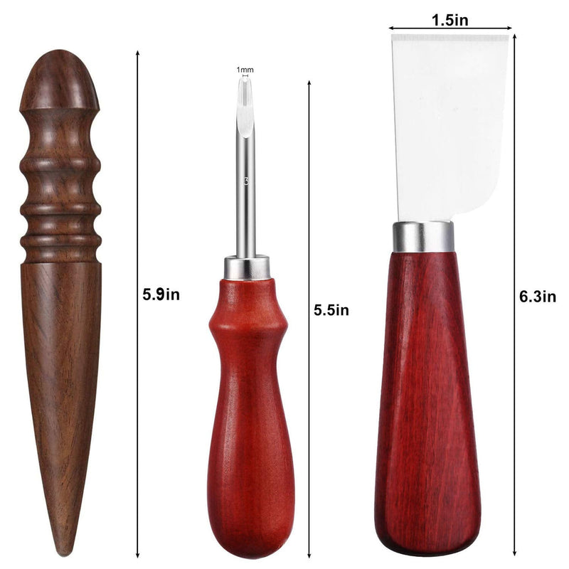 6 Pieces Leather Knife Set, Including 4 Leather Edge Beveler Edge Skiving Beveler, Leather Cutting Knife, Sandalwood Leather Craft Device for Leather Craft Cutting Tools, 1.5 mm 1.2 mm 1.0 mm 0.8 mm - NewNest Australia