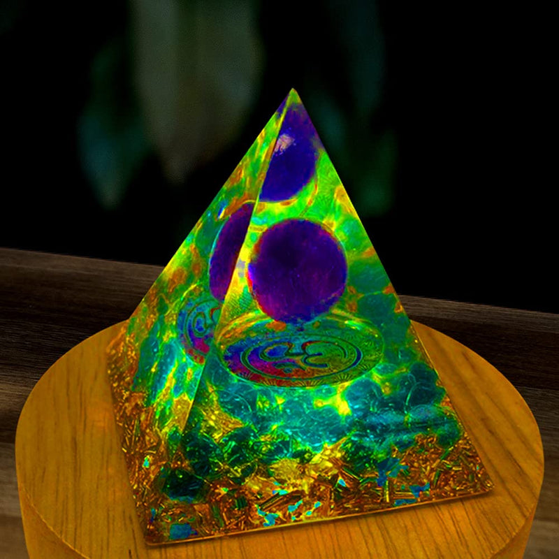 ycyingcheng 6CM Pyramid Ogan Crystal Energy Tower Nature Reiki Chakra Crushed Stone, Ganesha Pattern Wisdom Wealth Crystal Orgone Pyramid Amethyst Healing Christmas Thanksgiving Gift H - NewNest Australia