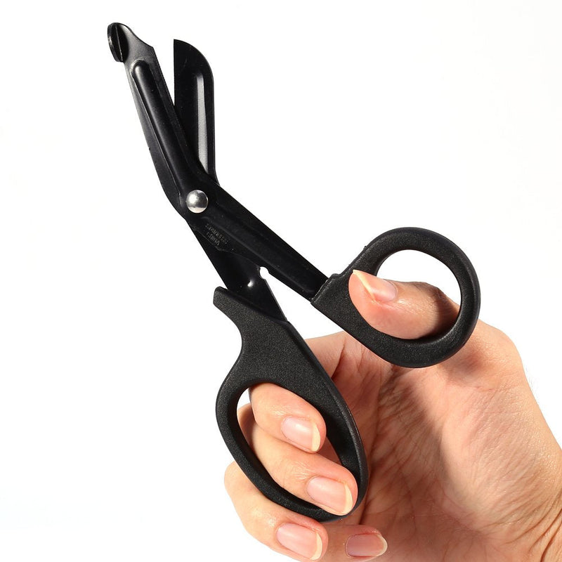 Bandage Scissors 1pc 7" Stainless Steel Nurse Scissors 18.3 x 9.2cm Paramedic First Aid Shears for Cutting Nylon Fabrics Ropes Bandages(Black) Black - NewNest Australia