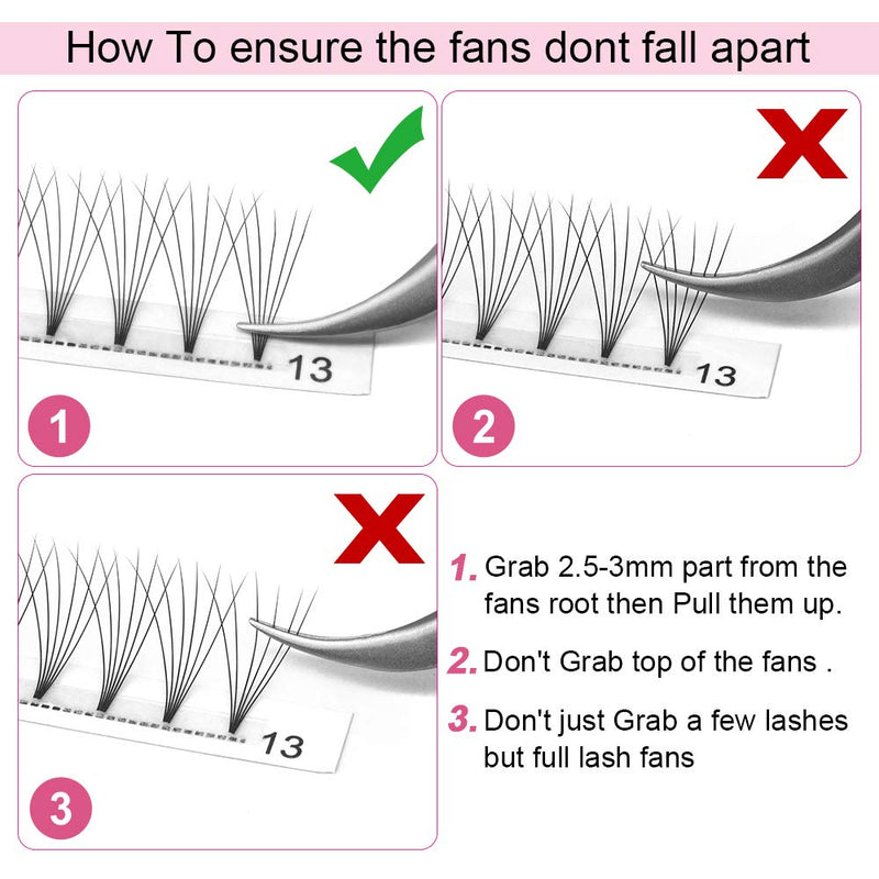 Pre Made Fan Eyelash Extensions 6D-C-0.07-14mm Short Stem Premade Fans Eyelash Extension Pre Fanned Russian Volume Lashes 0.07 0.10 Lash Extensions (6D-C-0.07-14) 14 mm - NewNest Australia