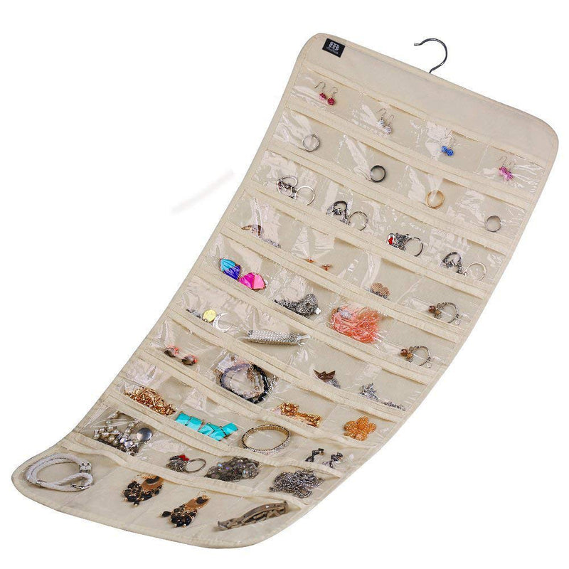 BB Brotrade HJO80 Hanging Jewelry Organizer,80 Pocket Organizer for Holding Jewelries(Beige) Beige - NewNest Australia