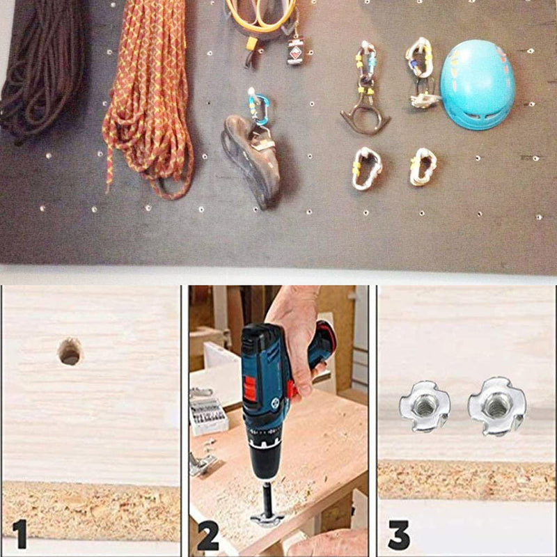 T Nuts 1/4"-20,5/16"-18, 3/8"-16,Hincell 120pcs Zinc Plated Steel T-Nut 4 Pronged Tee Blind Nuts Assortment Kit for Wood, Rock Climbing Holds, Cabinetry, Furniture,etc. - NewNest Australia