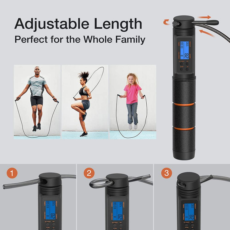 Jump Rope, H Handio Jump Rope with Counter, Workout Jumping Rope with Steel Ball Bearings, Adjustable Length Speed Skipping Rope for Men Women Kids Home Gym, Crossfit, Fitness Exercise Orange - NewNest Australia