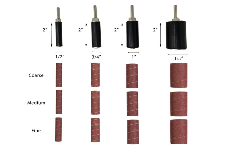 16pk Sanding Drum and Sleeves Set for Drill, 2-inch Long 16pc Sanding Drums & Sleeves - NewNest Australia