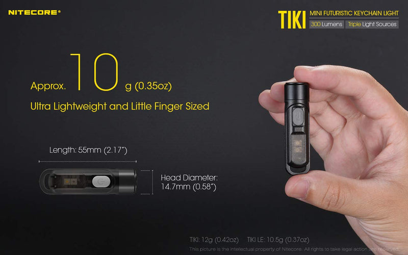 Nitecore TIKI LE 300 lumen micro USB rechargeable keychain flashlight/police strobe with EdisonBright brand USB charging cable - NewNest Australia