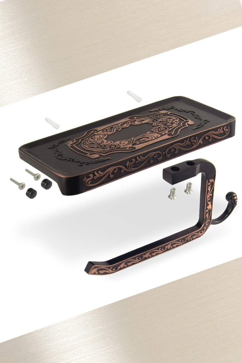 Neater Nest Reversible Toilet Paper Holder with Phone Shelf and Bathroom Hook, Vintage Decor Style (Oil Rubbed Bronze) Oil Rubbed Bronze - NewNest Australia