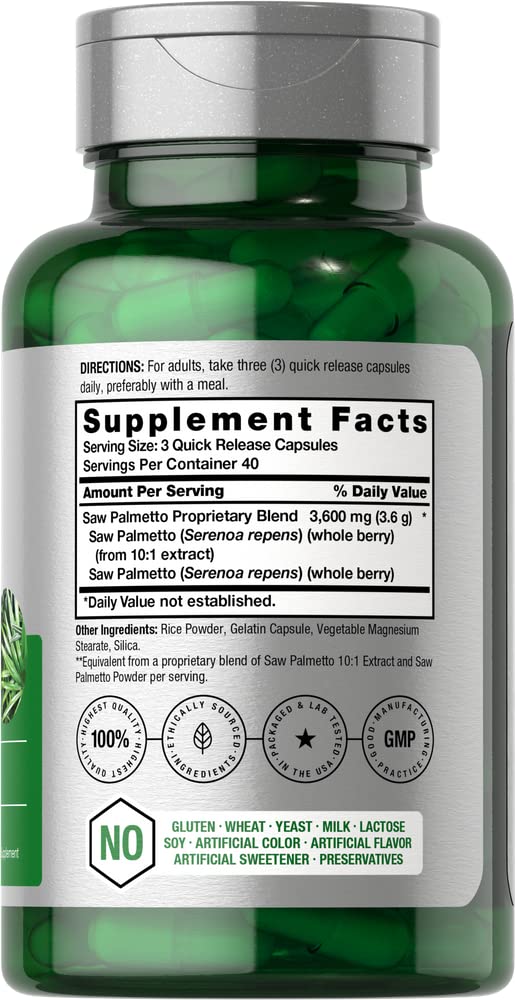 Saw Palmetto Extract | 120 Capsules | Gluten Free | from Saw Palmetto Berries | by Horbaach - NewNest Australia
