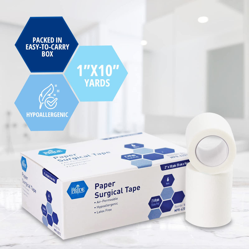 Medpride Paper Surgical Tape, Pack of 6, Size - 2" x 10 Yards 6 Count (Pack of 1) - NewNest Australia