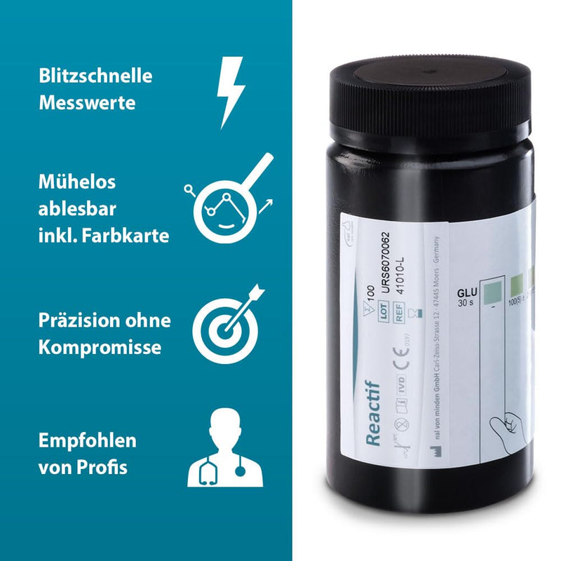 Reactif Diabetes Urine Test - 100 urine test strips parameters glucose with color scale for diabetics and for general health control - NewNest Australia