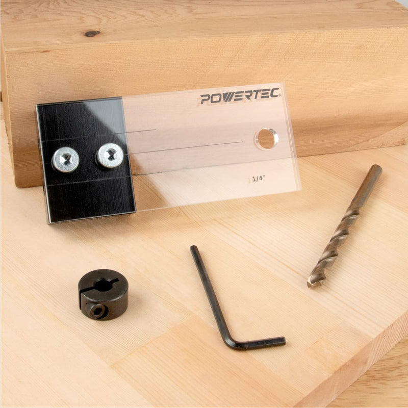 POWERTEC 71498 Dowel Drilling Jig with Cobalt M-35 Drill Bit and Split Ring Stop Collar, 1/2-Inch Jig 1/2" - NewNest Australia