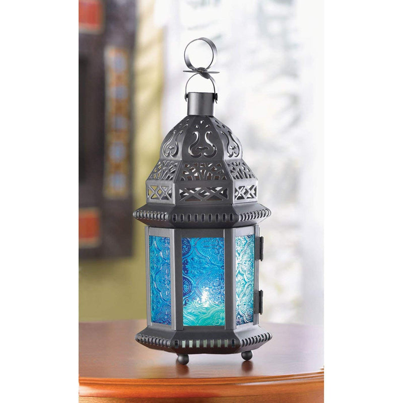 NewNest Australia - Koehler 37438 10.25 Inch Blue Glass Moroccan Style Lantern 