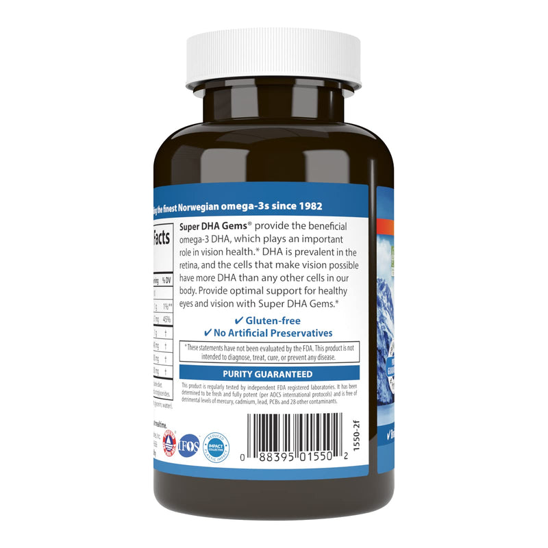 Carlson - Super DHA Gems, 500 mg DHA Supplements, Norwegian Fish Oil Concentrate, Wild-Caught, Sustainably Sourced Fish Oil Capsules, Cognitive Health, 60 Softgels 60 Count (Pack of 1) - NewNest Australia