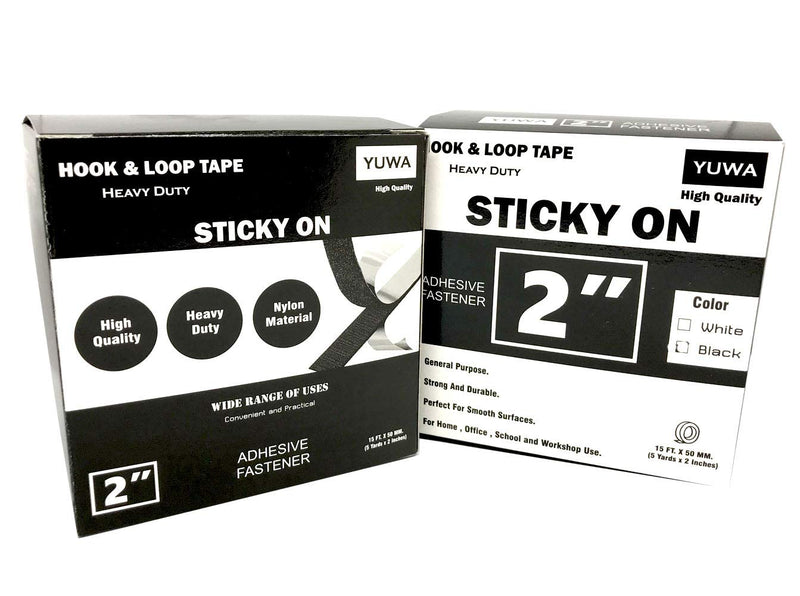 Yuwa 2 Inch White Hook and Loop Self Adhesive Sticky Back Tape Fastener Nylon Heavy Duty for DIY Craft (5 Yards) (White) - NewNest Australia