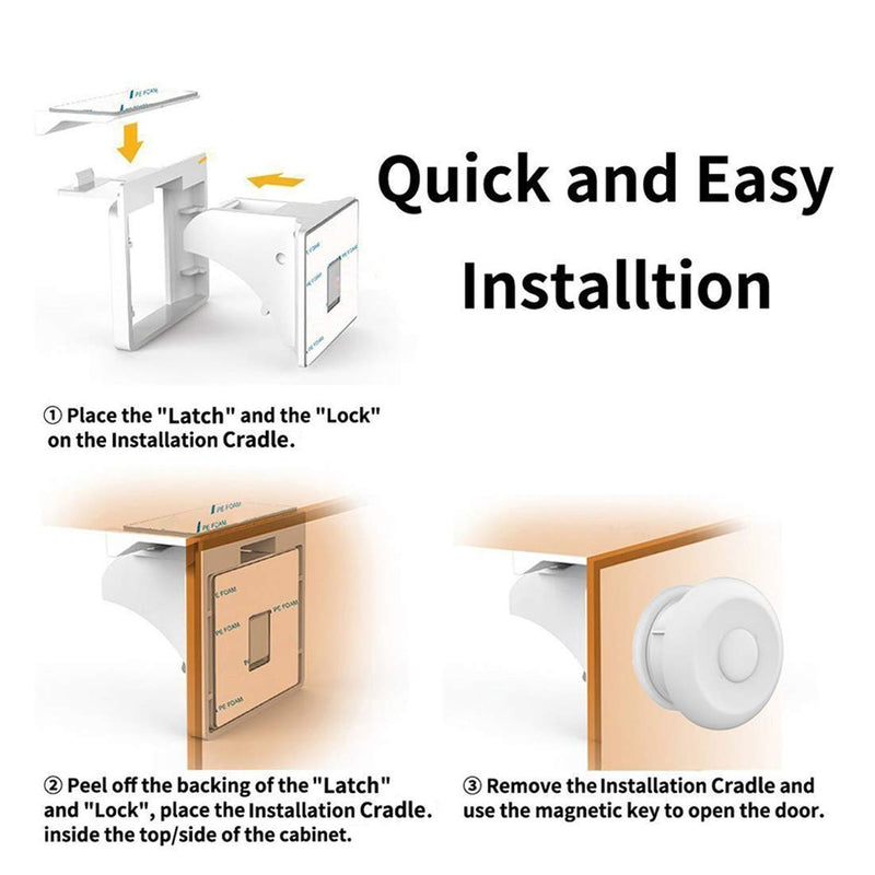 Child Safety Magnetic Cabinet Locks(20 Locks + 3 Keys), Baby Proof, No Tools Or Screws Needed - Norjews 145 Count (Pack of 1) White - NewNest Australia