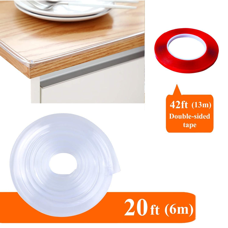 Corner Guards Furniture Edge Protectors Transparent Soft Silicone Bumper Strip Clear Edge Corner Cushion 20ft(6m) with Double-Sided Tape for Tables,Household 6m - NewNest Australia