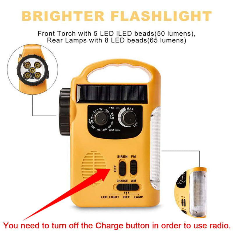 HOSHINE Multi-Functional 4-Way Powered LED Camping Lantern & Flashlight with AM/FM Radio & Cell Phone Charger, Color Yellow - NewNest Australia