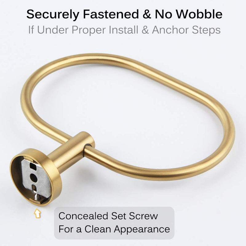 Towel Ring Brushed Gold, Angle Simple SUS304 Stainless Steel Hand Towel Rack, Bathroom Towel Holder, Unique Oval Shaped Towel Hanger for Wall or Cabinet - NewNest Australia